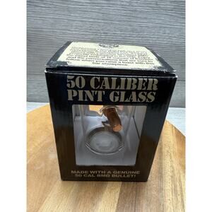Lucky Shot USA 50 Caliber Pint Glass Real Bullet Funny Man Cave Bar